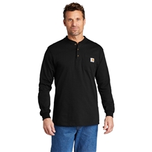 aerial view a black carhartt long sleeve henley top, image 1 of 6