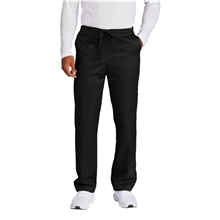 aerial view a black wink unisex workflex cargo pant, image 1 of 6