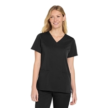 aerial view a black wink womens premiere flex v - neck top, image 1 of 5