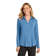 aerial view a carolina blue port authority wms luxe knit button tunic, image 1 of 5