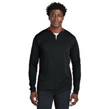 aerial view a black/ deep red sport - tek club 1/4 zip pullover, image 1 of 5