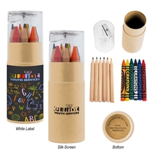 a group of 12 piece crayon and pencil set