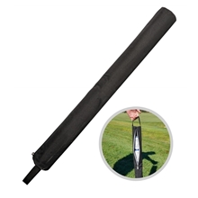 aerial view a black golf can cooler sleeve, image 1 of 3