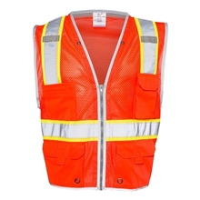 aerial view a fluorescent red (1710) kishigo - premium brilliant series(r) heavy - duty class 2 vest - colors, image 1 of 3