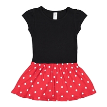 aerial view a black/ red dots rabbit skins infant baby rib dress, image 1 of 2