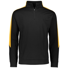 aerial view a black/ gold augusta sportswear - mens medalitst 2.0 quarter - zip pullover, image 1 of 4