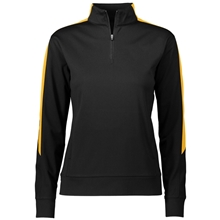 aerial view a black/ gold augusta sportswear - womens medalist 2.0 quarter - zip pullover, image 1 of 4