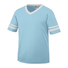 a aqua/ white augusta sportswear adult sleeve stripe jersey - all