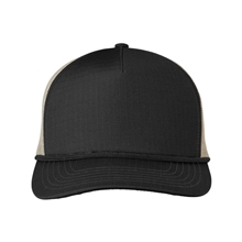 aerial view a black/ black rope big accessories - lariat ripstop trucker cap, image 1 of 4