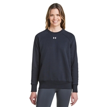 aerial view a black/ white under armour - womens rival fleece sweatshirt, image 1 of 8