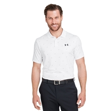 aerial view a white/ black under armour - 3.0 printed performance polo, image 1 of 8