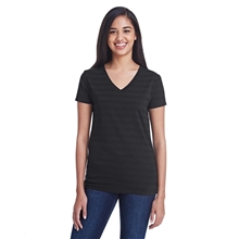 aerial view a black invisible stripe threadfast apparel - womens invisible stripe v - neck t - shirt, image 1 of 4