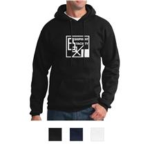 a group of port company(r) essential fleece pullover hooded sweatshirt