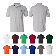 aerial view a group of hanes - unisex ecosmart(r) jersey polo, image 1 of 2