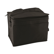aerial view a black non - woven lunch cooler bag, image 1 of 2