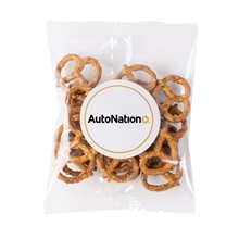 a clear 1 oz goody bags - salted mini pretzels