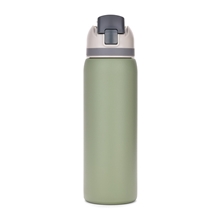 aerial view a green three - toned 27 oz stainless steel pop straw bottle, image 1 of 5
