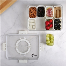 aerial view a group of charcuterie to go snack tray, image 1 of 3