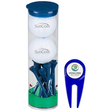 a group of wilson ultra 2- golf ball tube with divot tool and tees
