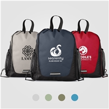 a group of jotun recycled polyester pocketed drawstring bag - 2.6 gal