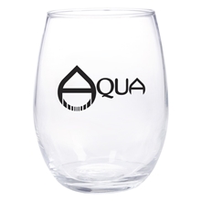 aerial view a clear 15 oz stemless wine glass, image 1 of 2