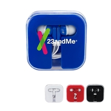 a group of earbuds in compact case