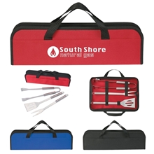 a group of 3- piece bbq set in case