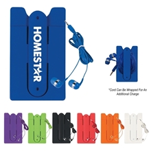 a group of phone wallet with earbuds