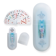 a group of deck of cards and case