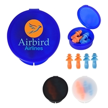 a group of ear plugs in travel case