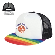 a group of 100 polyester rainbow trucker cap