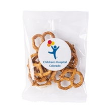 a clear 1/2 oz snack packs - salted mini pretzels