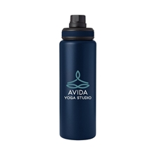 aerial view a sport dark navy team 365 zone 32 oz recycled stainless steel water bottle, image 1 of 6