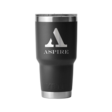 aerial view a black yeti(r) rambler(r) 30 oz tumbler with magslider(tm) lid, image 1 of 5