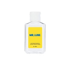 aerial view a clear/white lid 2 oz hand sanitizer, image 1 of 2