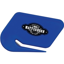 aerial view a reflex blue plastic stainless steel blades letter opener, image 1 of 2