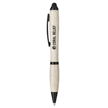 aerial view a beige nash wheat straw ballpoint stylus pen, image 1 of 3