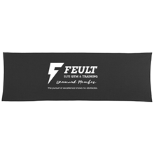 aerial view a black recycled pet eco cooling fitness towel, image 1 of 2
