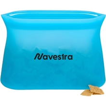 aerial view a blue zili silicone food storage bag 16oz, image 1 of 2