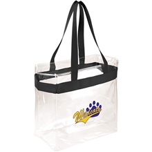 aerial view a black pvc game day stadium tote - clear - 12 x 12, image 1 of 5