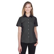 aerial view a black harriton - womens barbados textured campshirt - all, image 1 of 7