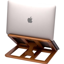 aerial view a group of desk sense fsc(r) 100 wood laptop stand, image 1 of 2