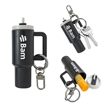 a black mini mug keychain