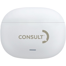 aerial view a white boompods(tm) noise canceling echobuds, image 1 of 9