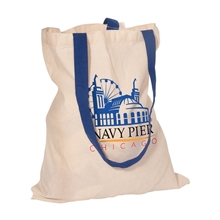 aerial view a blue econo cotton tote bag, image 1 of 3