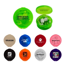 aerial view a group of round type c ear bud case, image 1 of 2