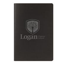 aerial view a black flex recycled paper notebook 5.5 x 8, image 1 of 4