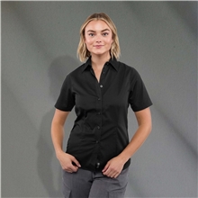 aerial view a black (995) womens stirling short sleeve shirt, image 1 of 3