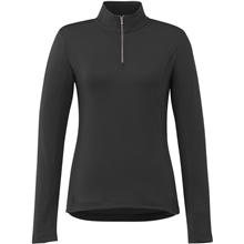 aerial view a black (995) womens caltech knit quarter zip, image 1 of 3