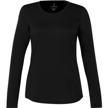 aerial view a black (995) womens parima long sleeve performance tech tee, image 1 of 3
